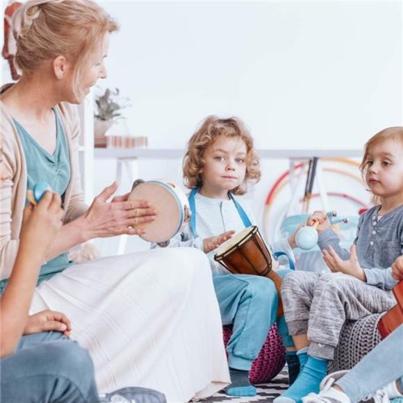 8 Inch Mini Wooden Toy Drum -Rustic Brown Wood and Authentic Design -Fun Musical - Picture 4 of 5